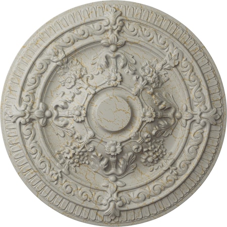 Ekena Millwork Vincent Ceiling Medallion (Fits Canopies up to 6"), Hand-Painted Pot of Cream Crackle, 26"OD x 3"P CM26VIPCC